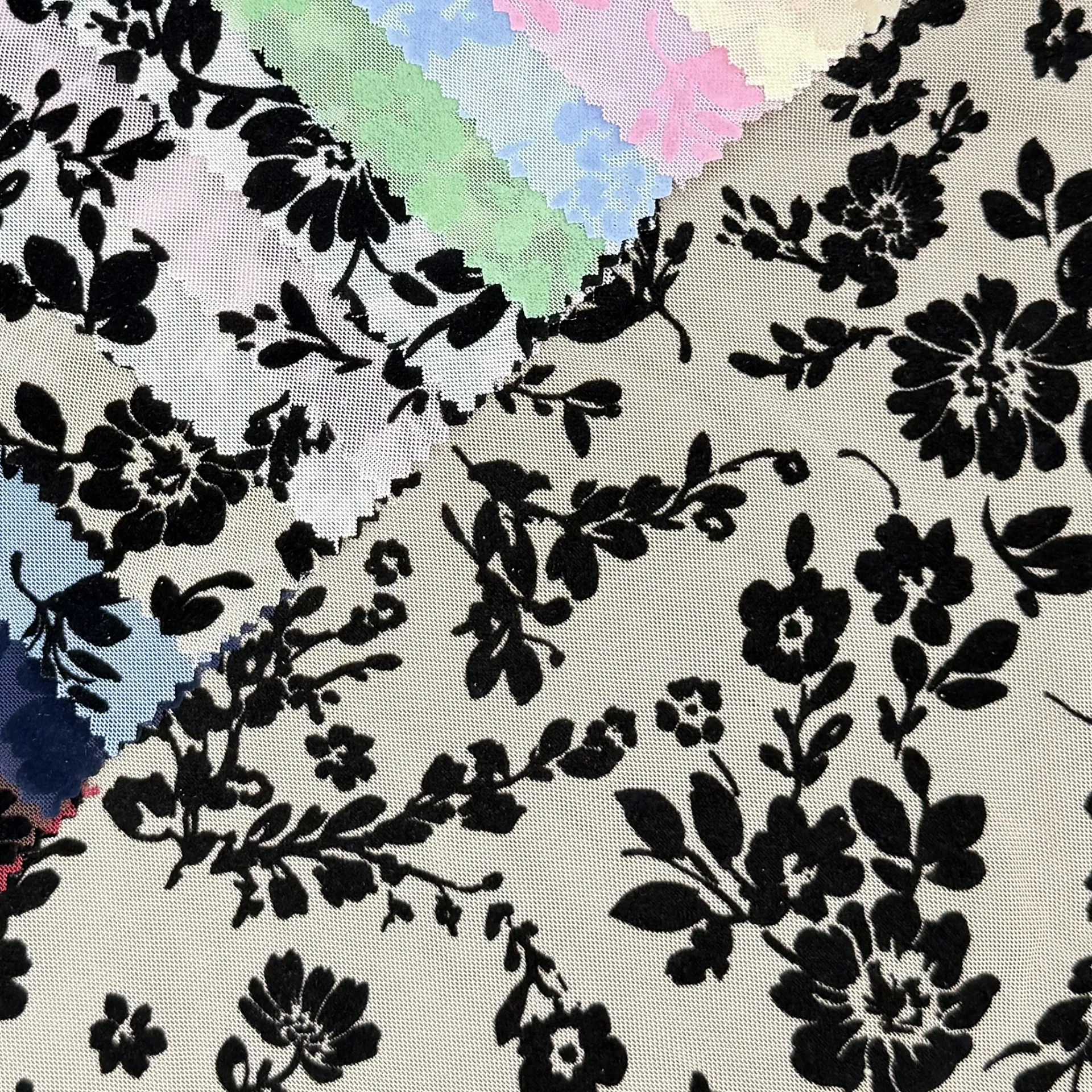 Floral Flocked Mesh