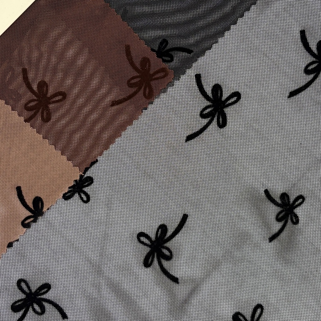 Ribbon Flock Mesh (Black/Black)